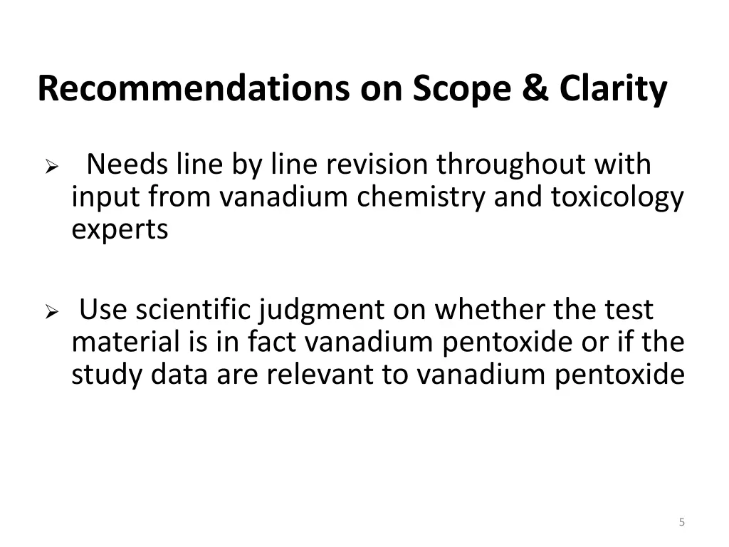 recommendations on scope clarity