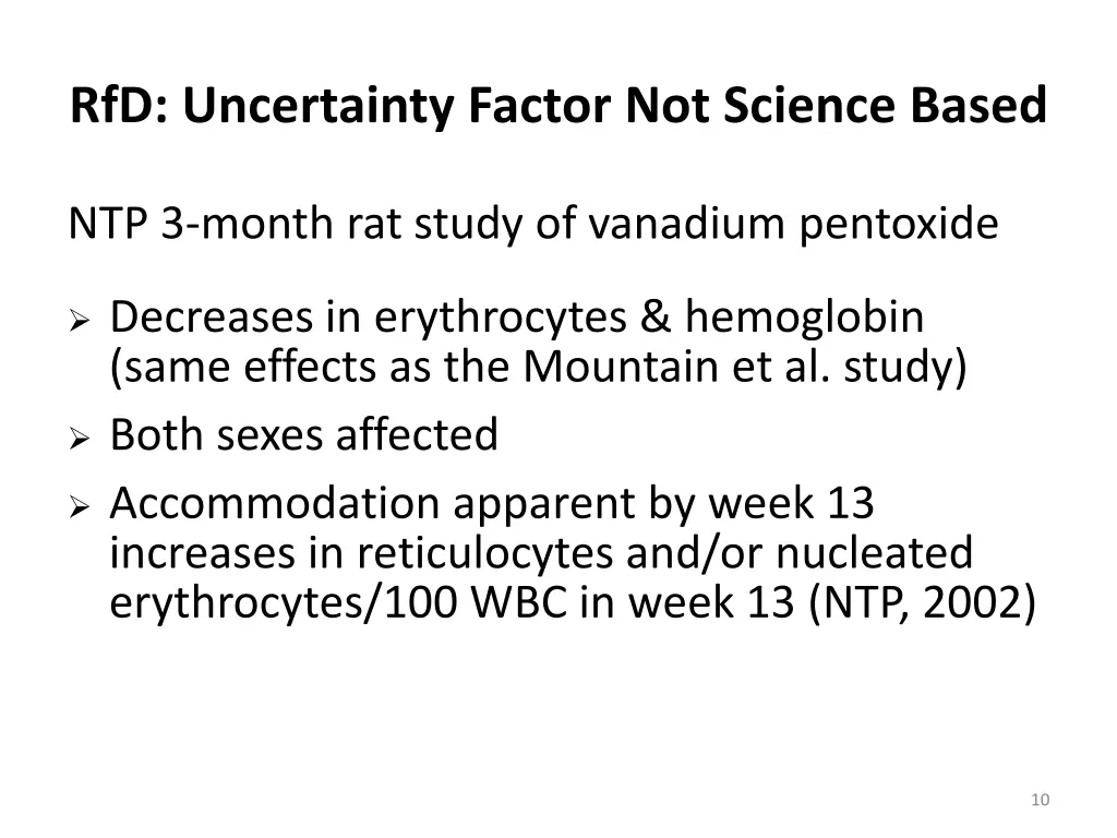 rfd uncertainty factor not science based