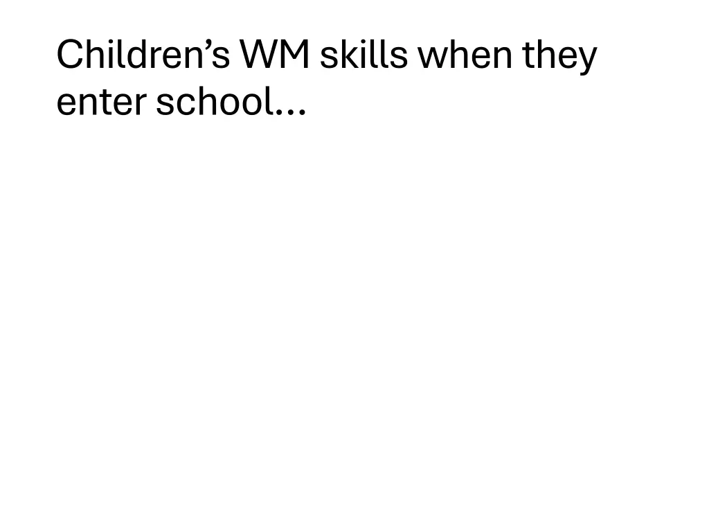 children s wm skills when they enter school