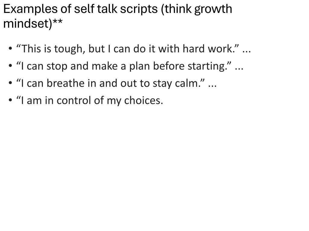 examples of self talk scripts think growth mindset