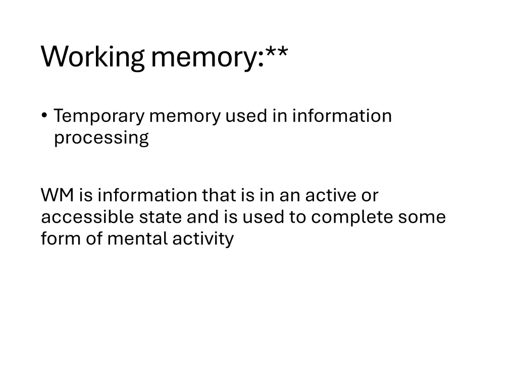 working memory