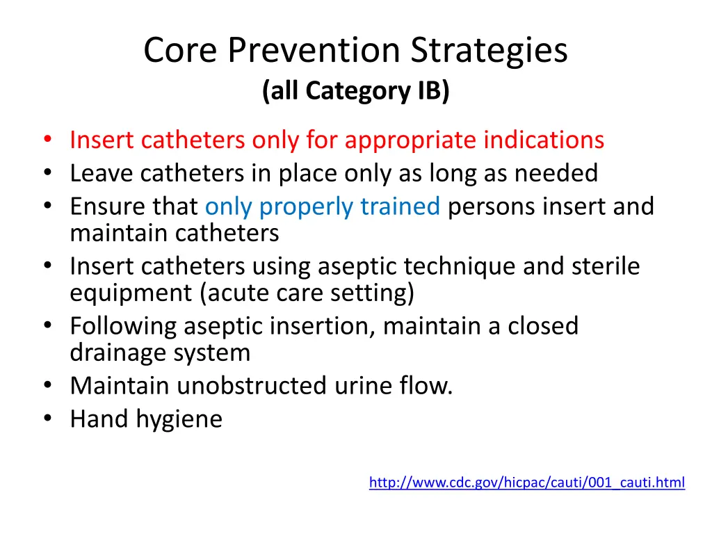 core prevention strategies all category ib
