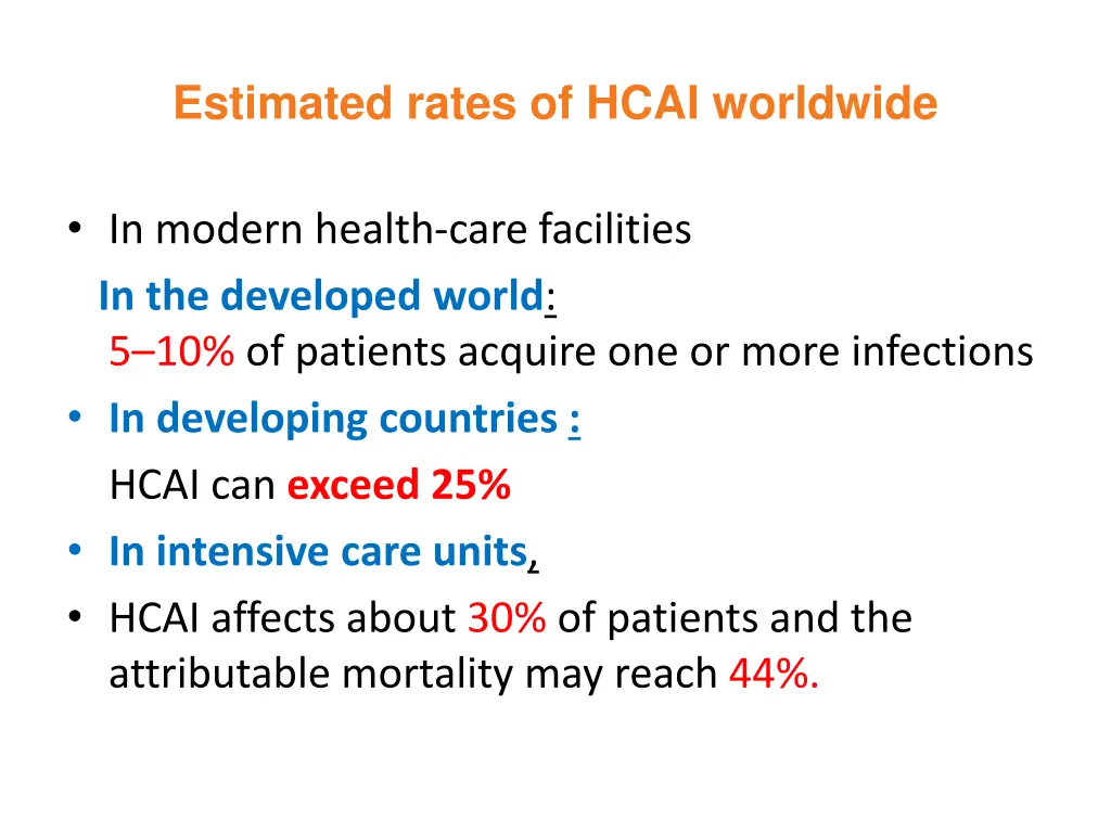 estimated rates of hcai worldwide