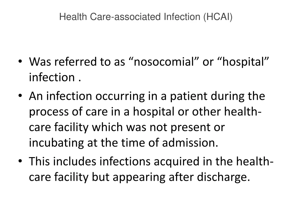 health care associated infection hcai