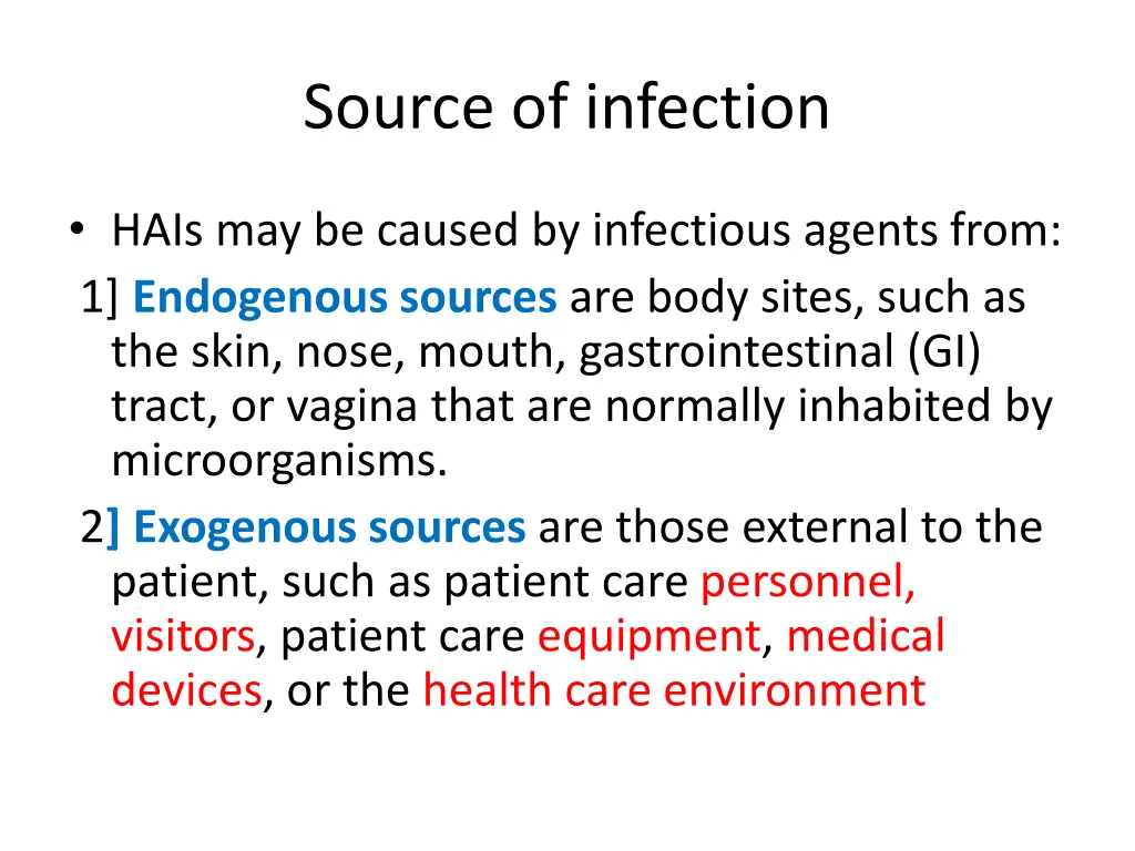 source of infection