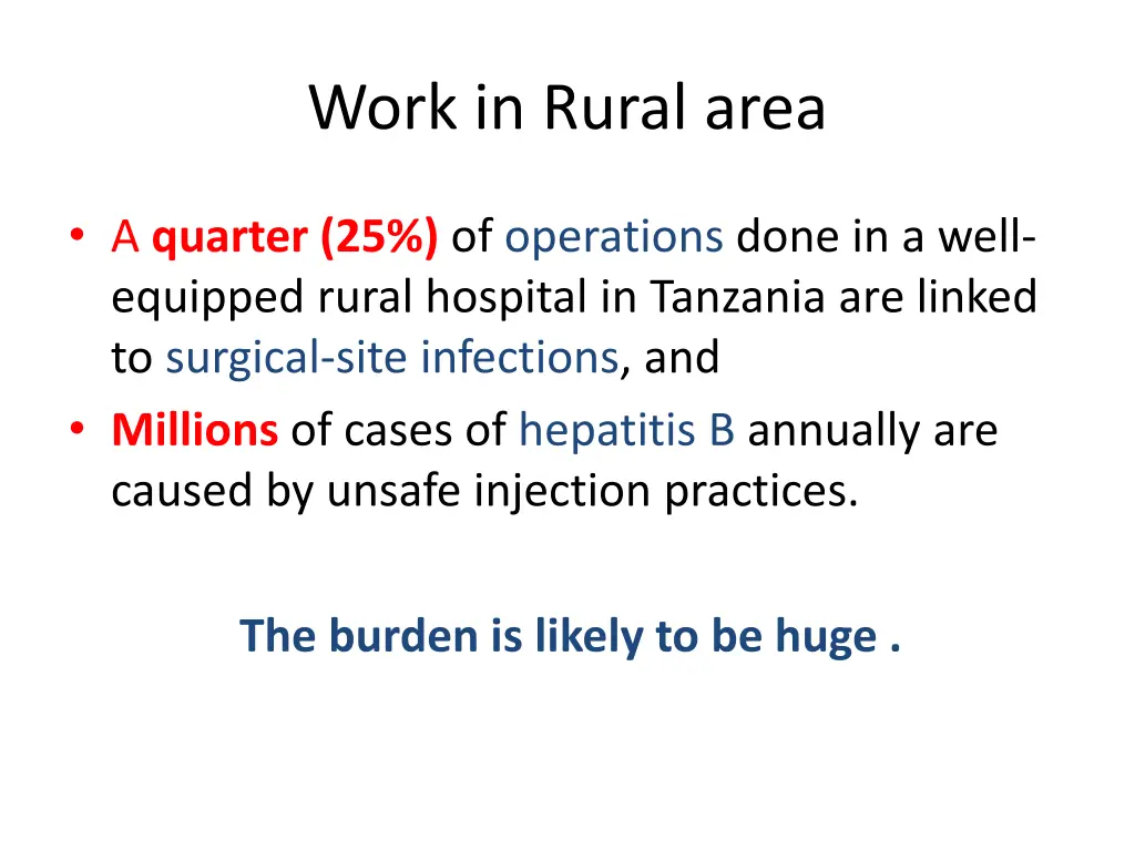 work in rural area
