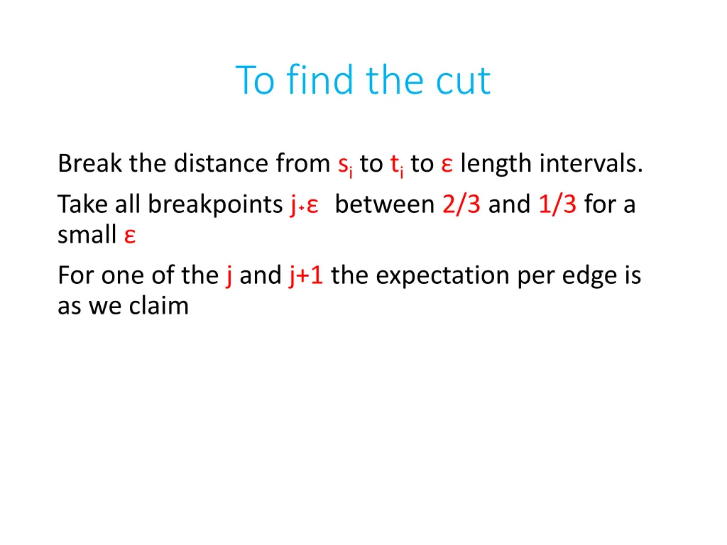 to find the cut