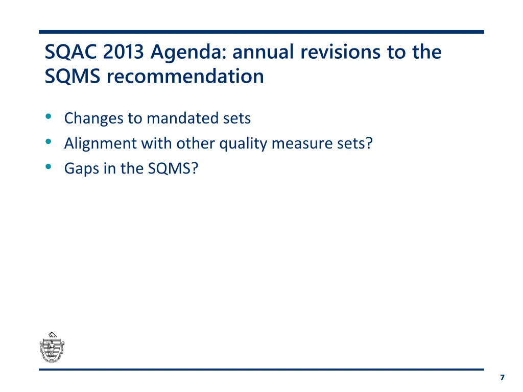 sqac 2013 agenda annual revisions to the sqms