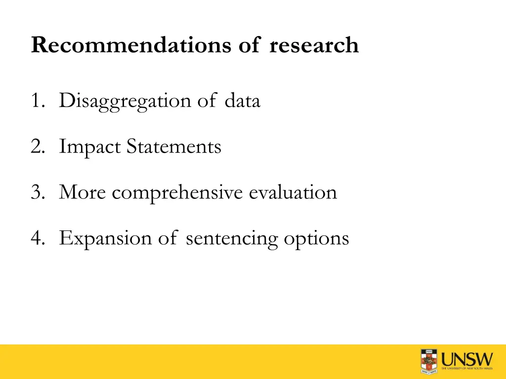 recommendations of research