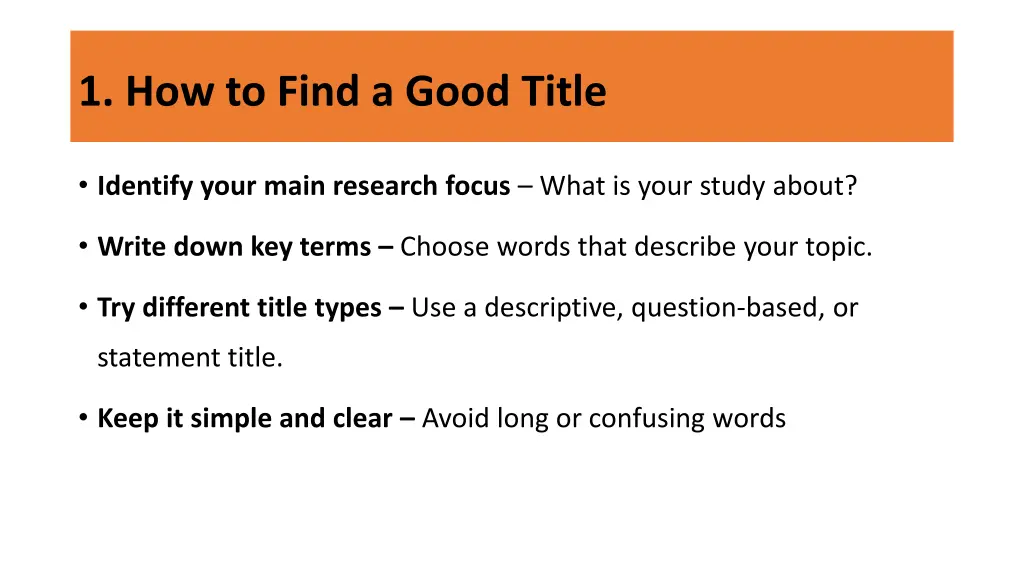 1 how to find a good title