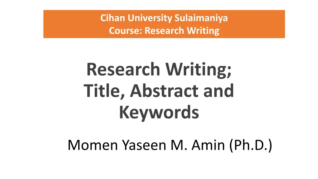 cihan university sulaimaniya course research