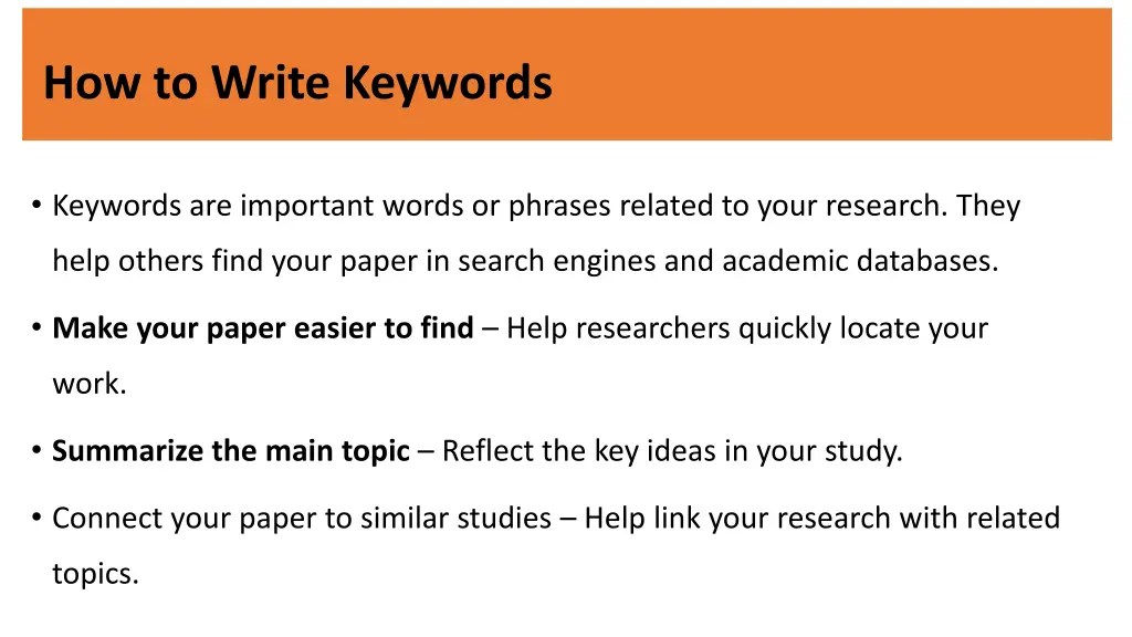 how to write keywords