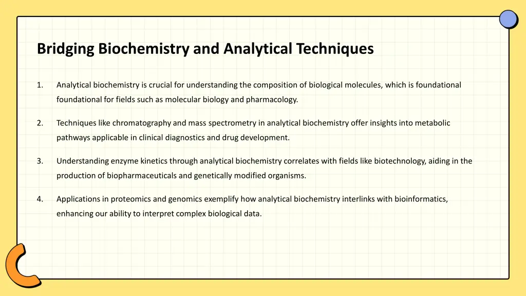 bridging biochemistry and analytical techniques 1