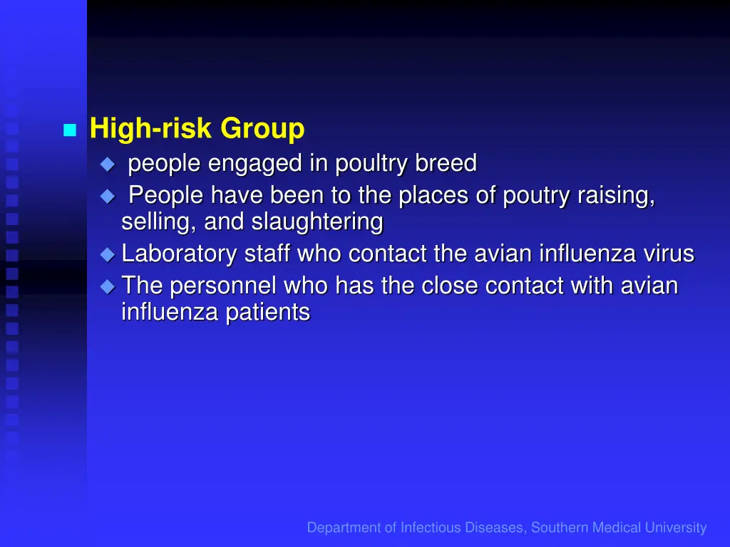 high risk group people engaged in poultry breed