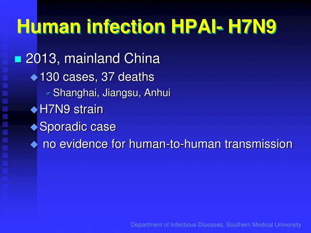 human infection hpai h7n9