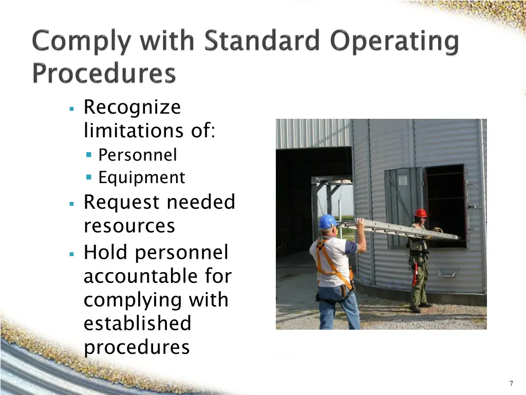recognize limitations of personnel equipment