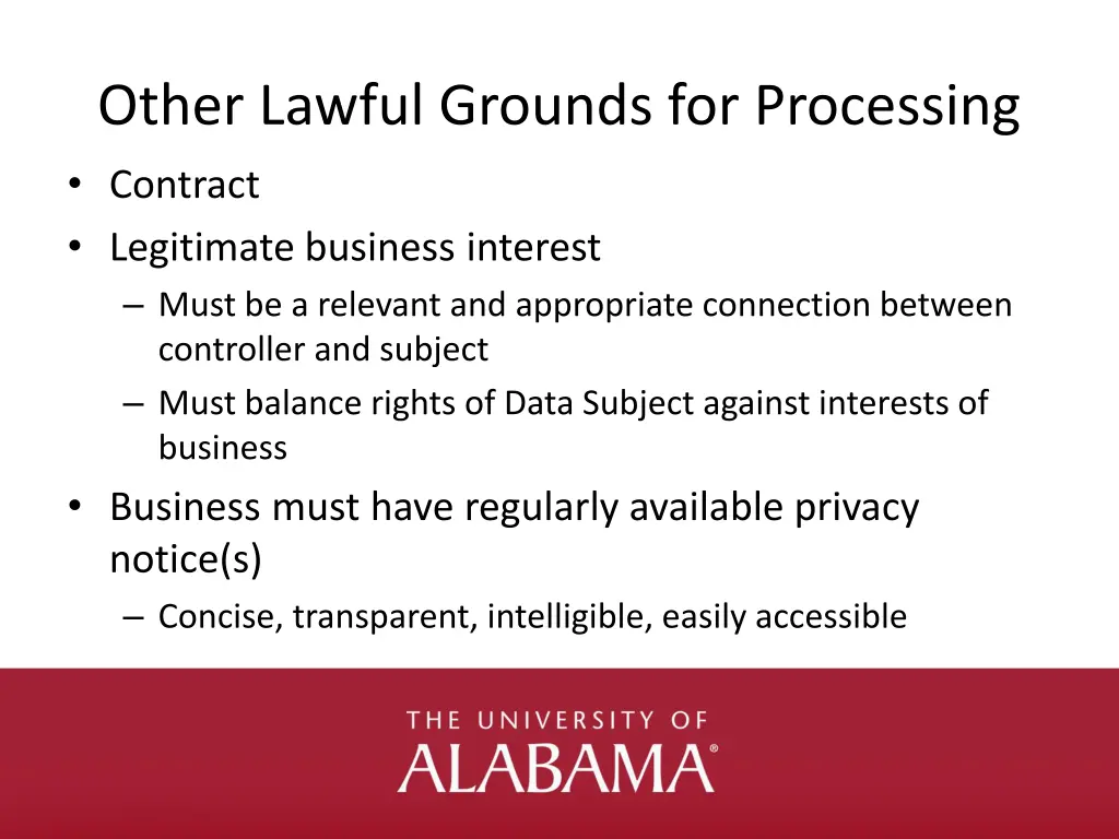 other lawful grounds for processing contract