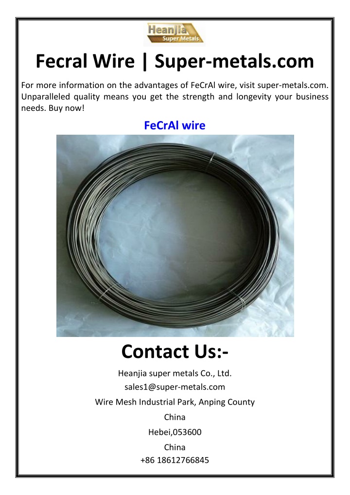 fecral wire super metals com