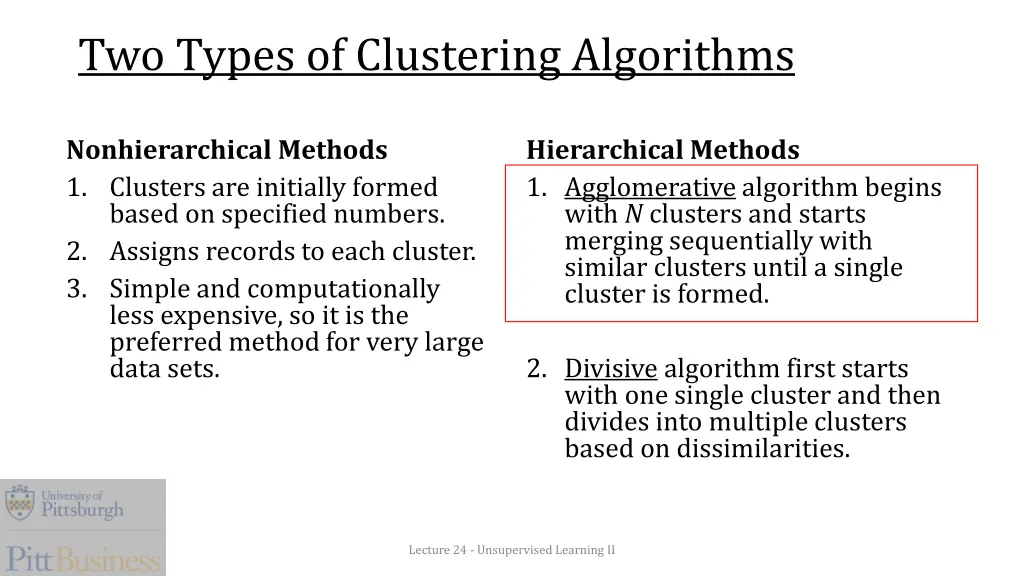two types of clustering algorithms