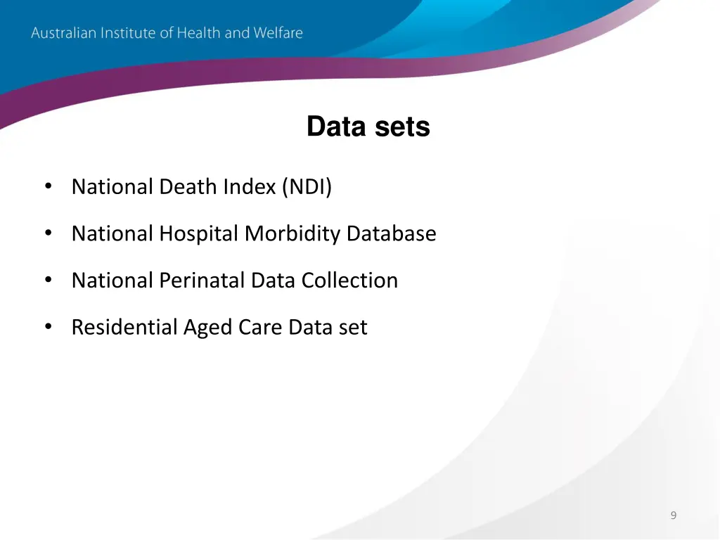 data sets