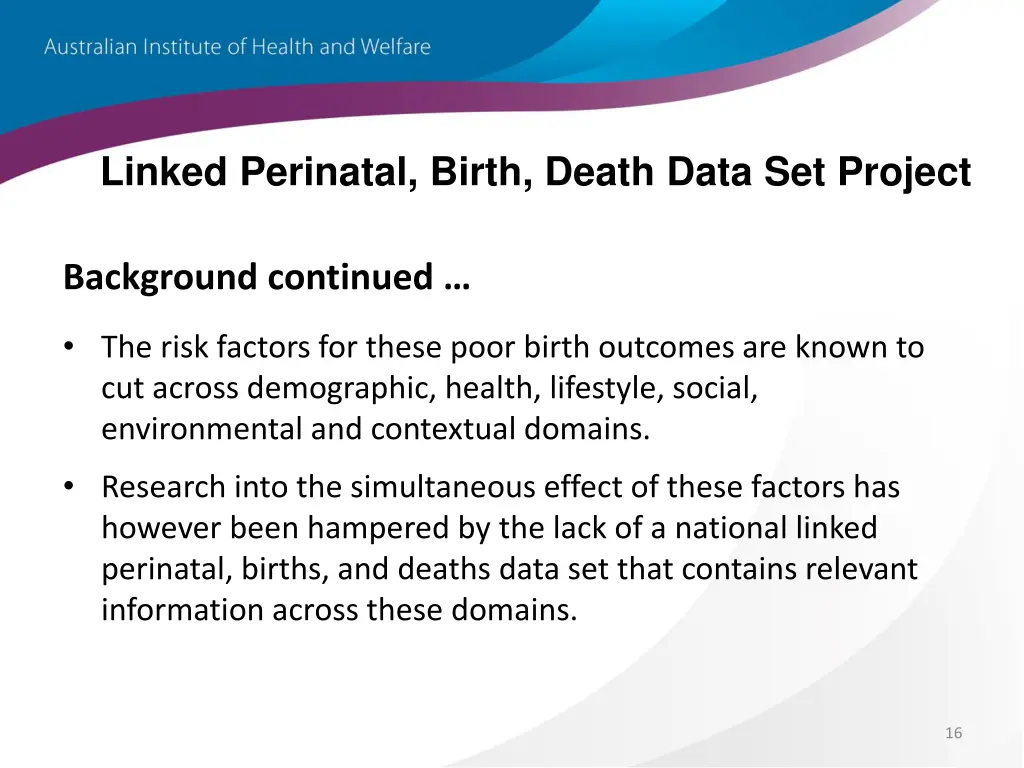 linked perinatal birth death data set project 1