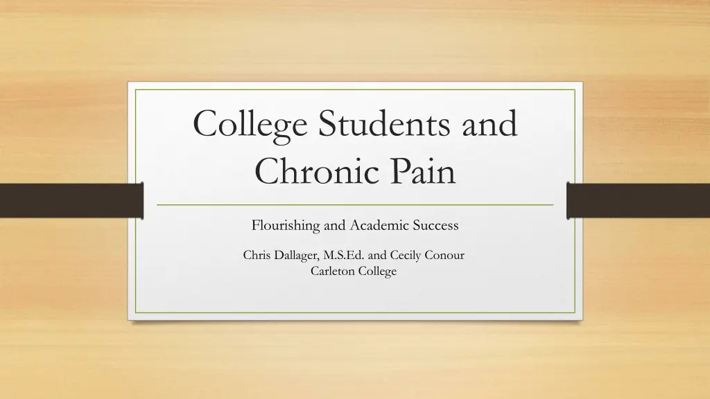 college students and chronic pain