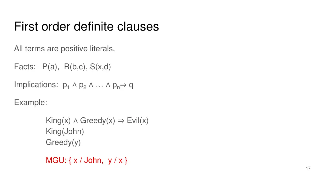 first order definite clauses