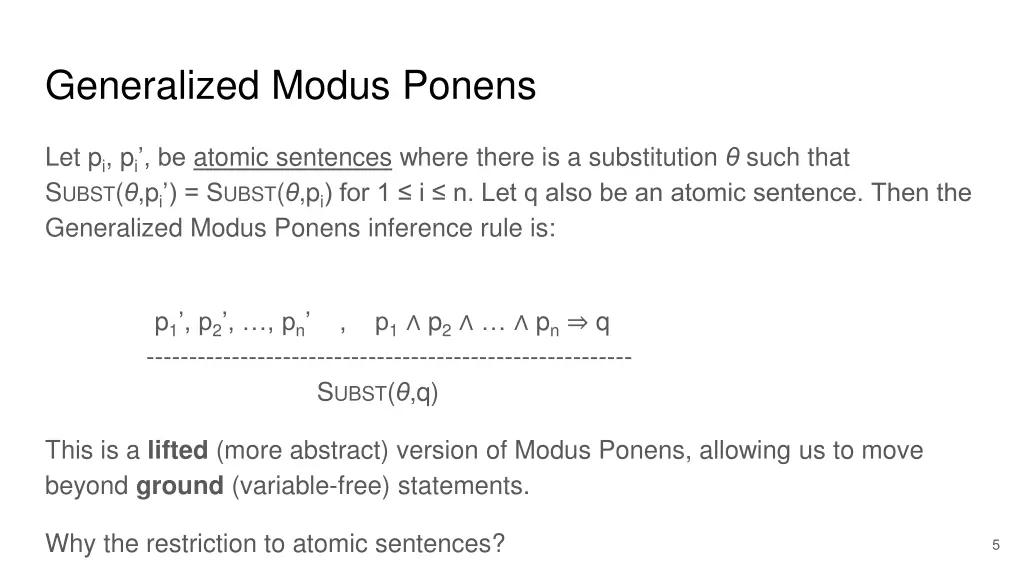 generalized modus ponens