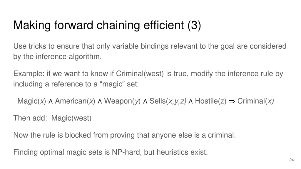 making forward chaining efficient 3