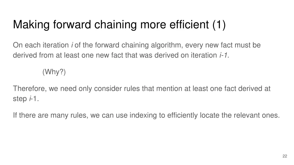 making forward chaining more efficient 1