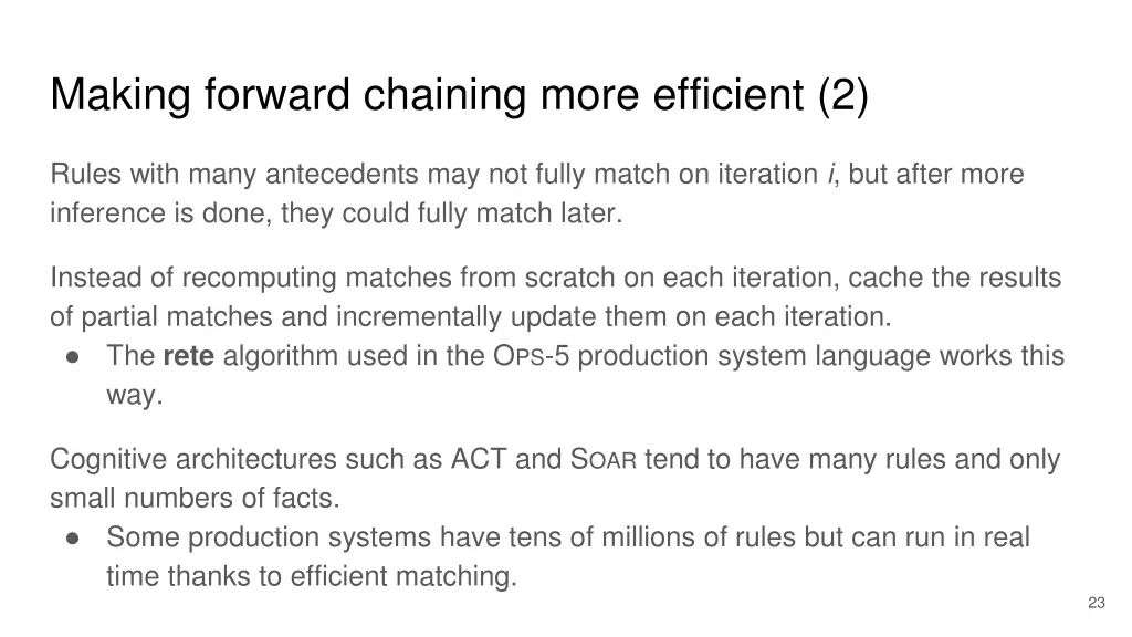 making forward chaining more efficient 2