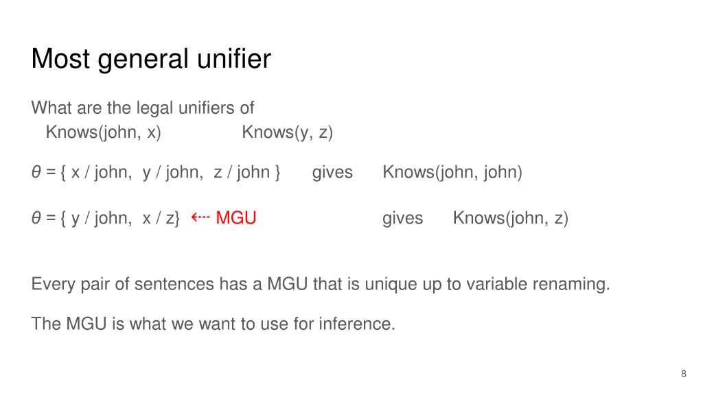 most general unifier