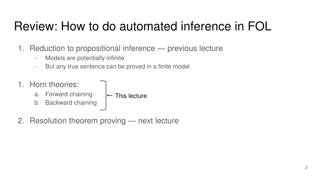 review how to do automated inference in fol