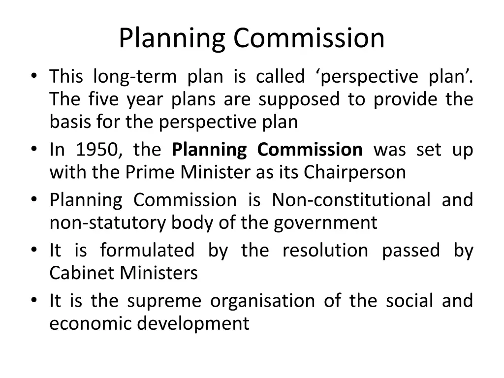 planning commission this long term plan is called