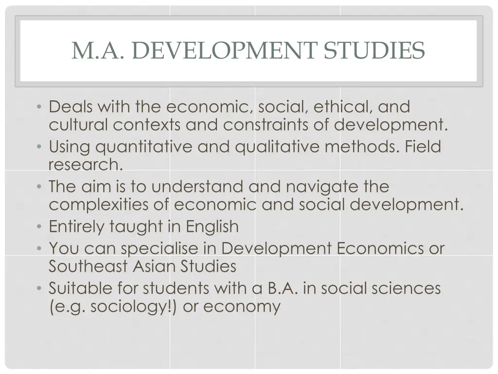 m a development studies