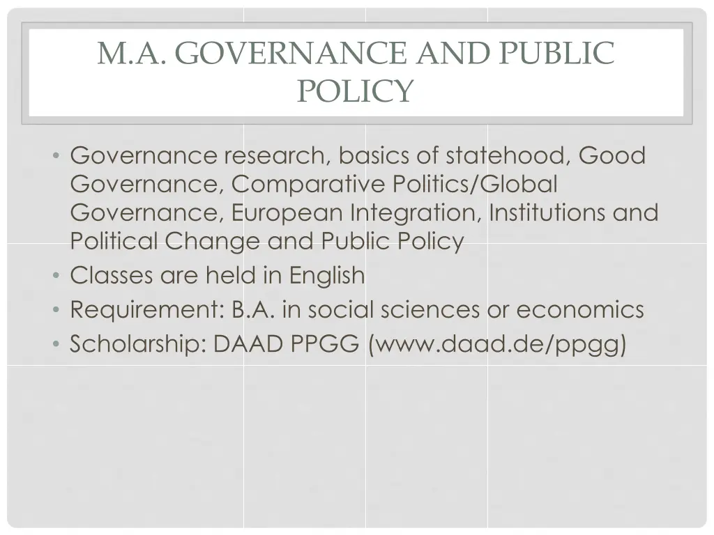 m a governance and public policy