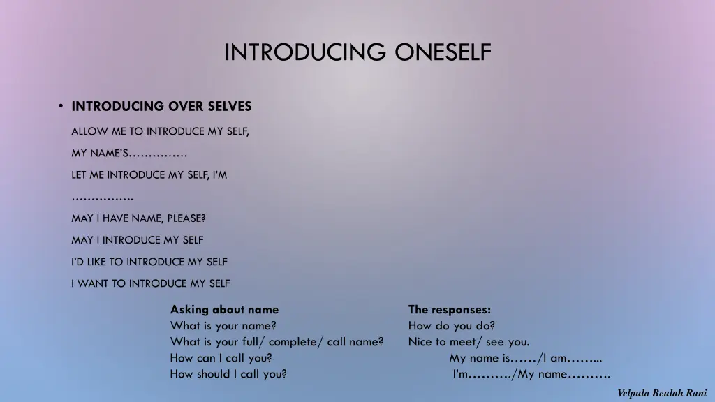 introducing oneself