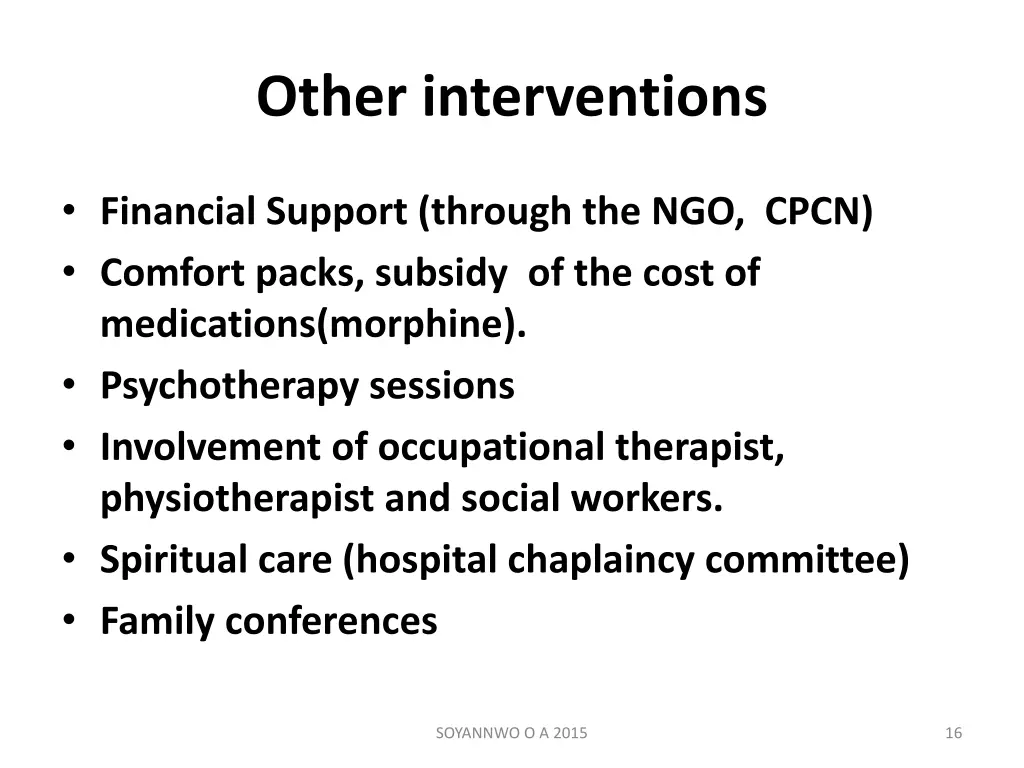other interventions