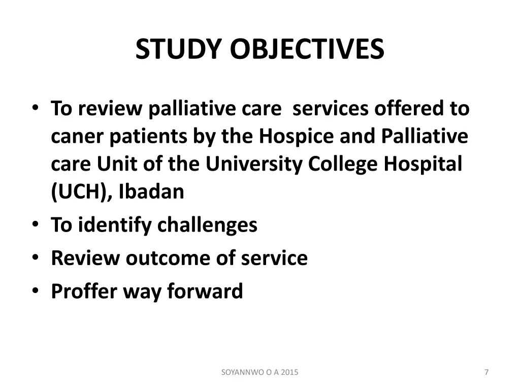 study objectives