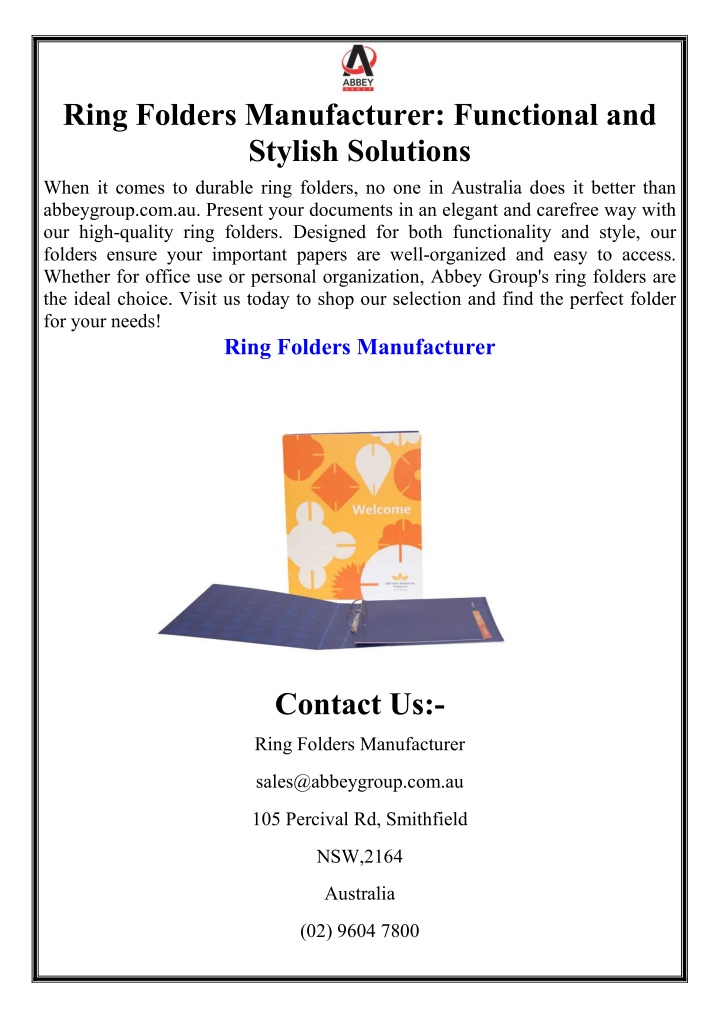 ring folders manufacturer functional and stylish