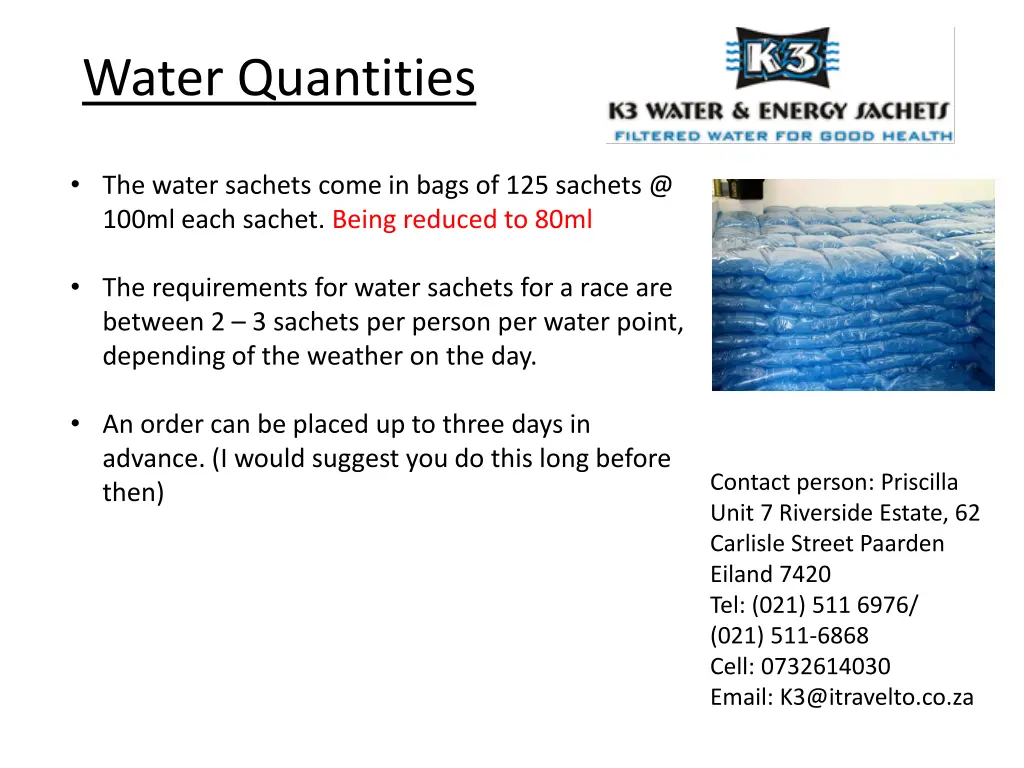 water quantities