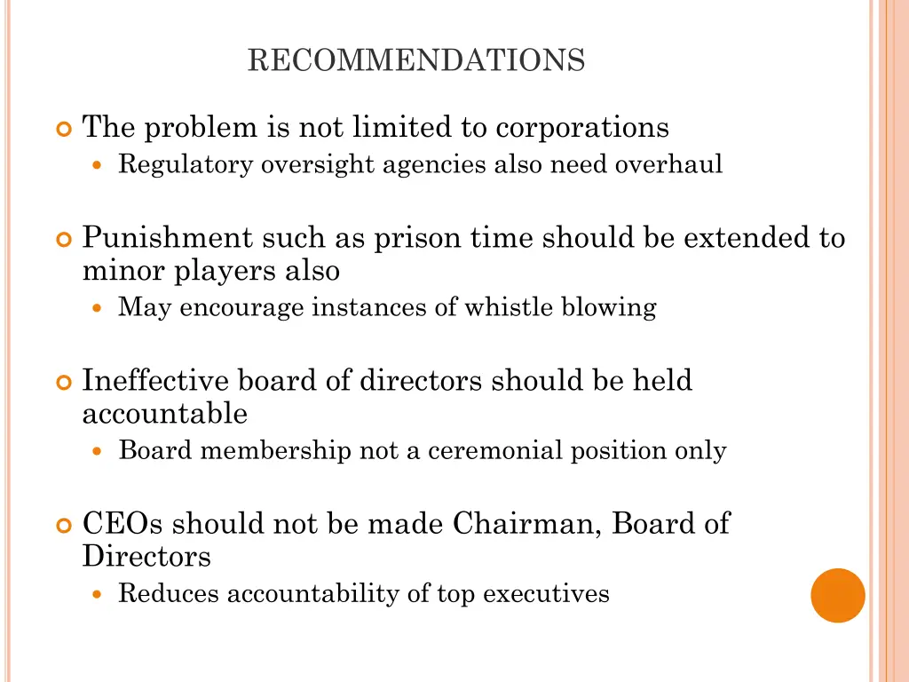 recommendations