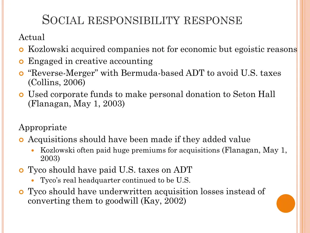 s ocial responsibility response