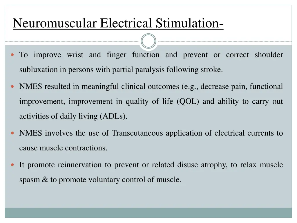 neuromuscular electrical stimulation