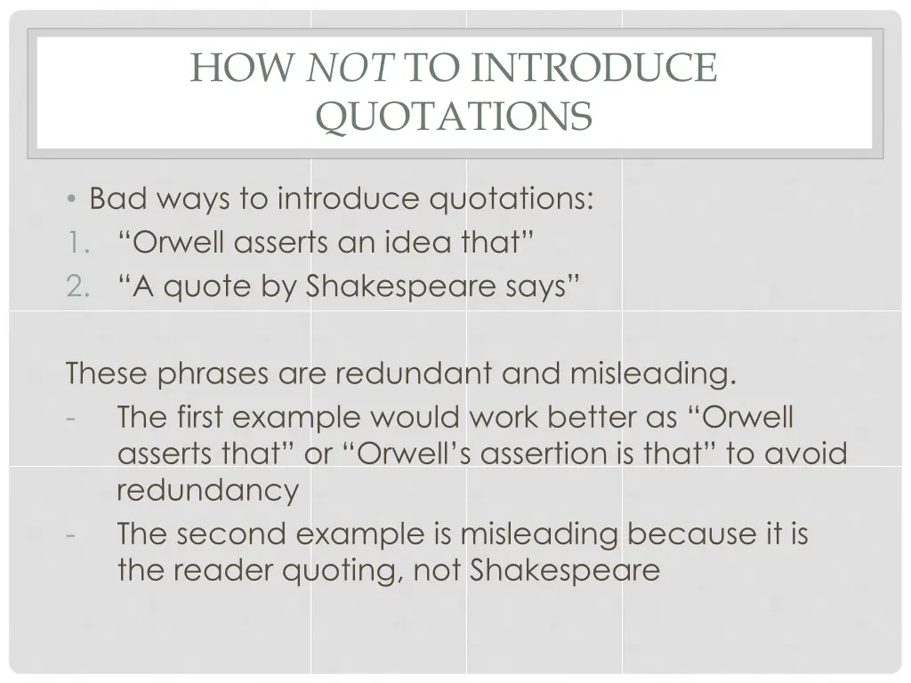 how not to introduce quotations