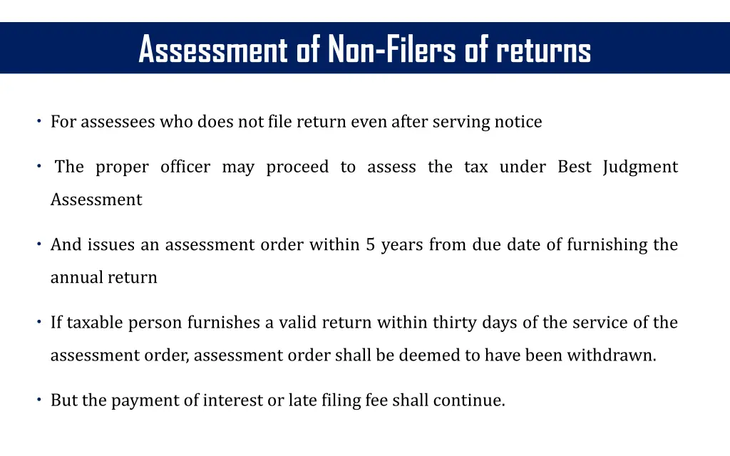 assessment of non filers of returns