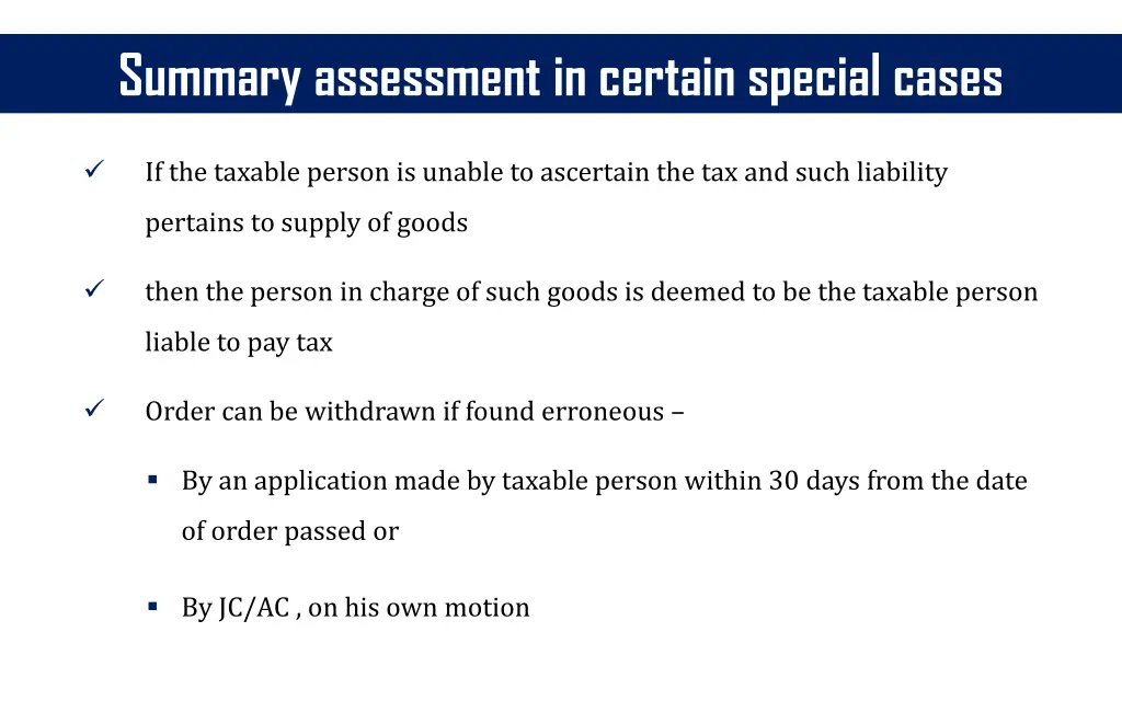 summary assessment in certain special cases 1