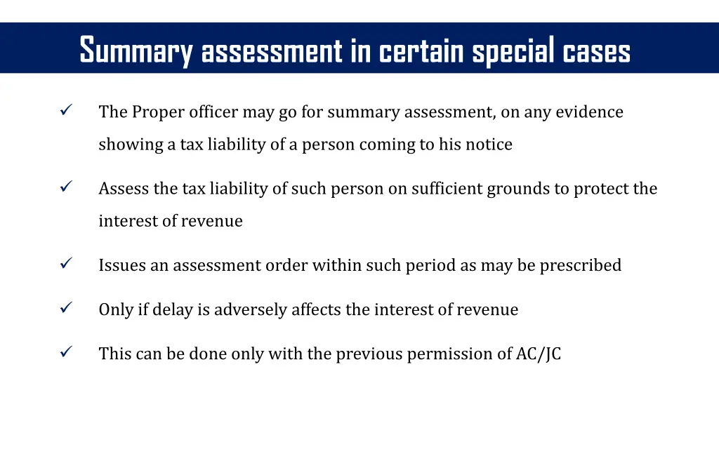 summary assessment in certain special cases