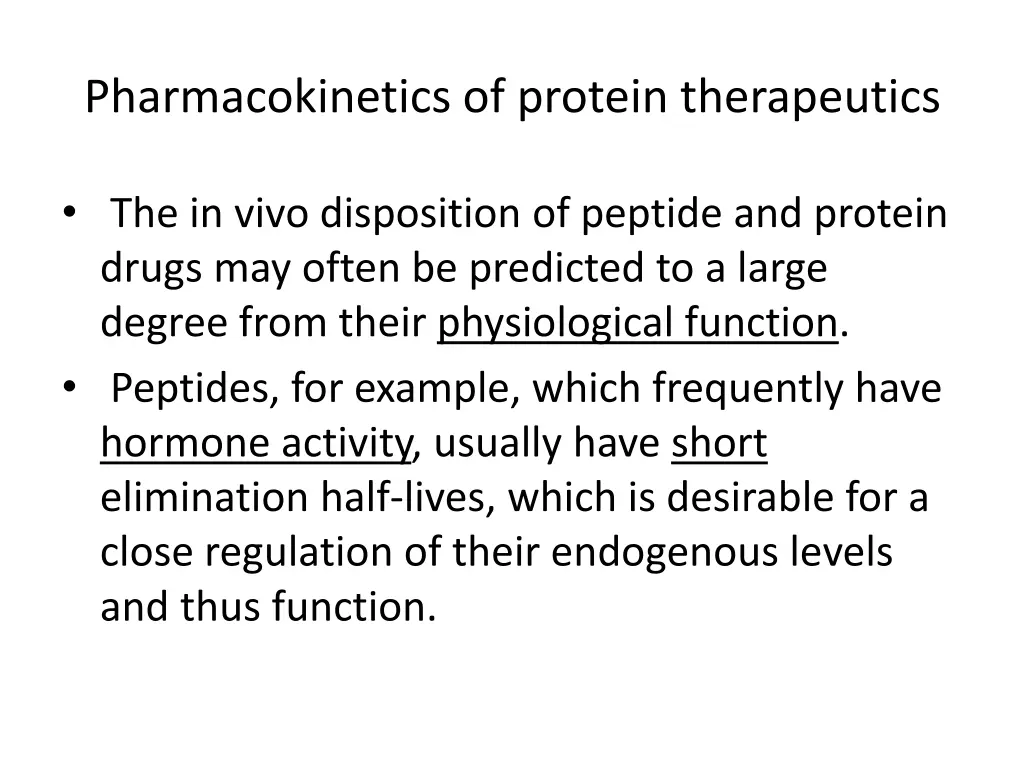 pharmacokinetics of protein therapeutics