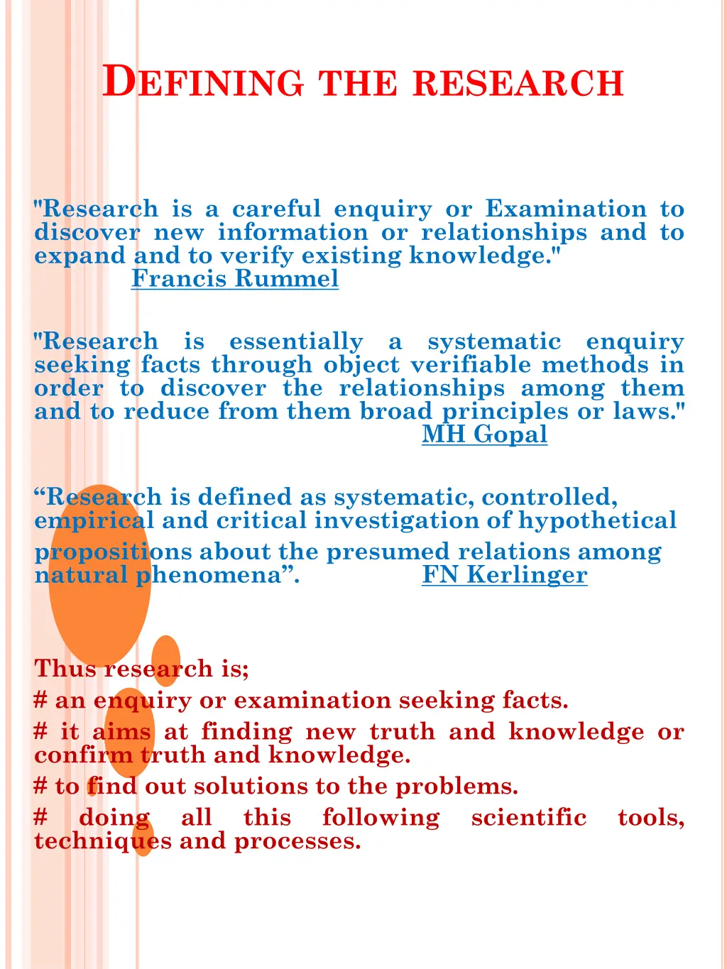 d efining the research
